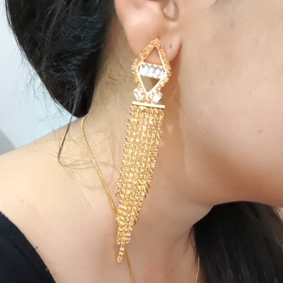 Studded Tassle earings - Picture 3 of 10